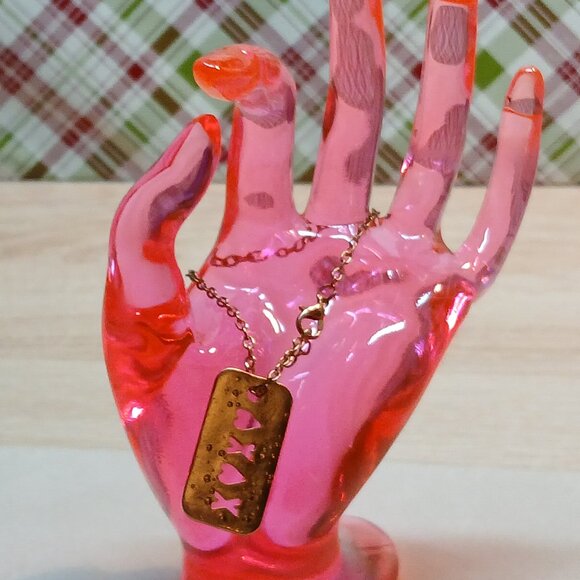 Gold Tone Metal Heart X Pendant with Small Bracelet Gold Tone Chain #14 - Picture 8 of 13